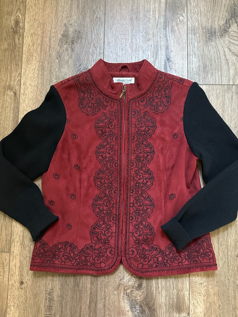 Coldwater Creek Women’s Jacket, Mixed Media, Embroidered, Faux Suede, PS